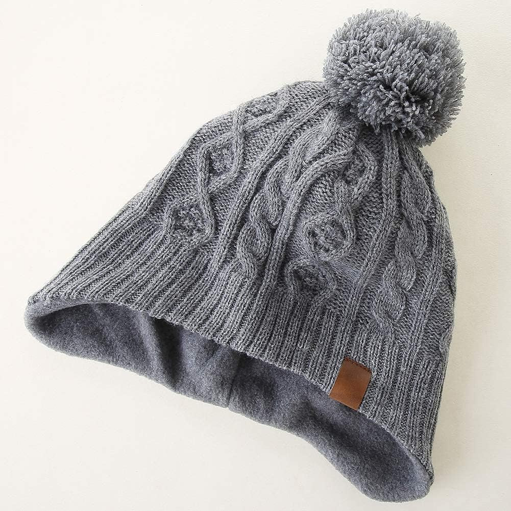 Boys Winter Hat Earflap Knitted Beanie for Kids Warm Fleece Lined Thicken Hat for Baby
