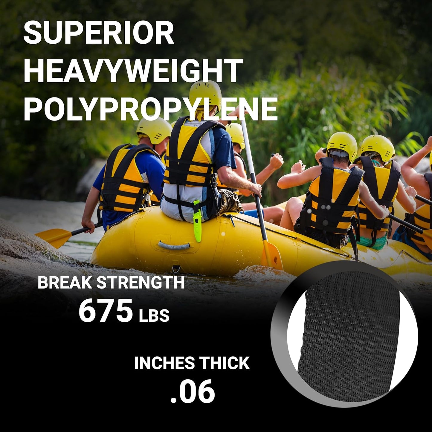 Heavyweight Polypropylene Webbing - Heavy Duty Poly Strapping for Outdoor DIY Gear Repair, 3/4 Inch
