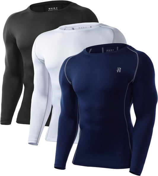 Compression Shirts for Men Long Sleeve Cool Dry Athletic Workout Tee Shirts Fishing Sun Shirts Sports Thermal Tights