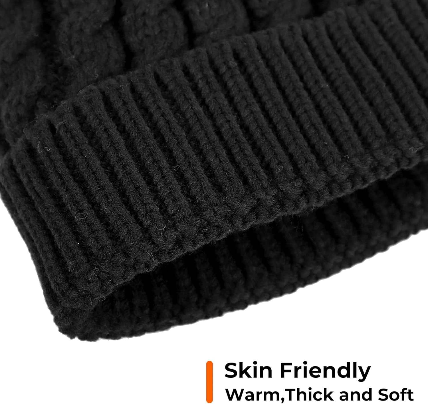 Women'S Winter Soft Knit Beanie Hat with Faux Fur Pom Pom Warm Skull Cap Beanies for Women