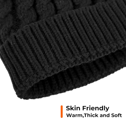 Women'S Winter Soft Knit Beanie Hat with Faux Fur Pom Pom Warm Skull Cap Beanies for Women