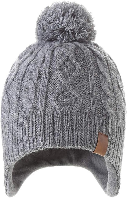 Boys Winter Hat Earflap Knitted Beanie for Kids Warm Fleece Lined Thicken Hat for Baby