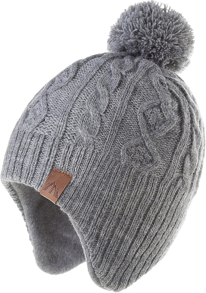 Boys Winter Hat Earflap Knitted Beanie for Kids Warm Fleece Lined Thicken Hat for Baby