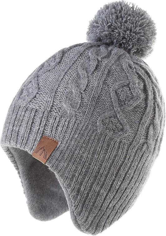 Boys Winter Hat Earflap Knitted Beanie for Kids Warm Fleece Lined Thicken Hat for Baby