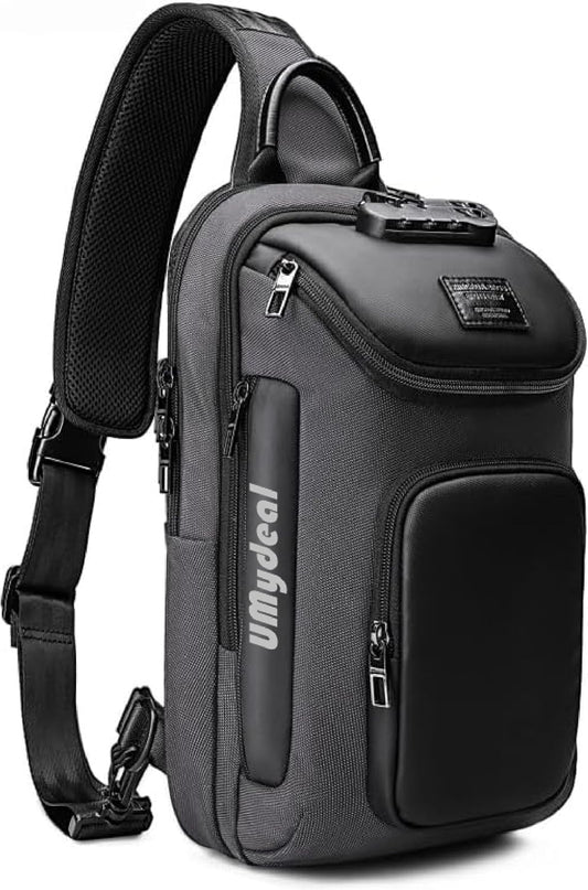 Umydeal Sling Backpack Sling Bag Crossbody Backpack Shoulder Casual Daypack Rucksack for Men (Gray)