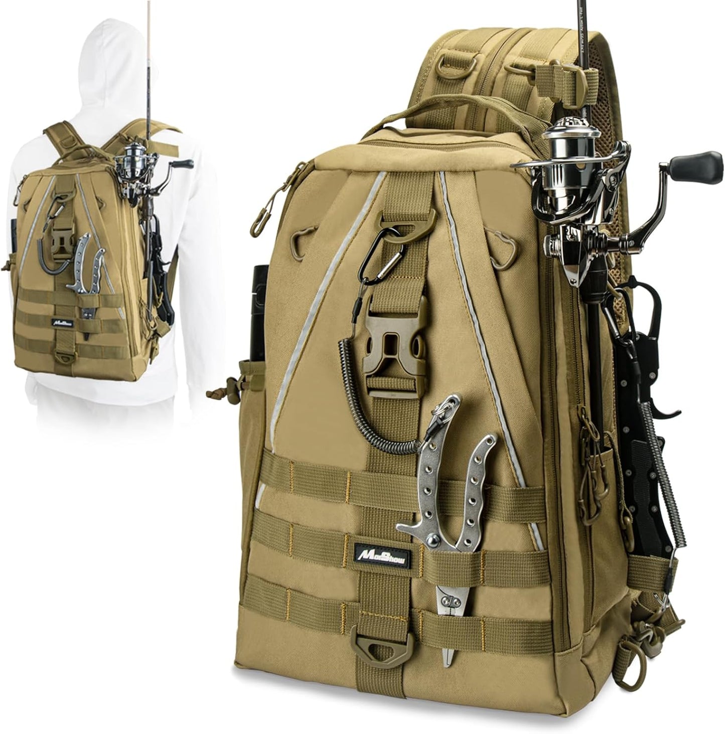 Fishing Backpack Tackle Bag, Fishing Tackle Backpack with Rod Holder