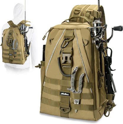 Fishing Backpack Tackle Bag, Fishing Tackle Backpack with Rod Holder