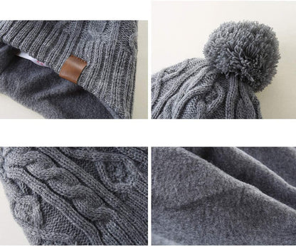 Boys Winter Hat Earflap Knitted Beanie for Kids Warm Fleece Lined Thicken Hat for Baby